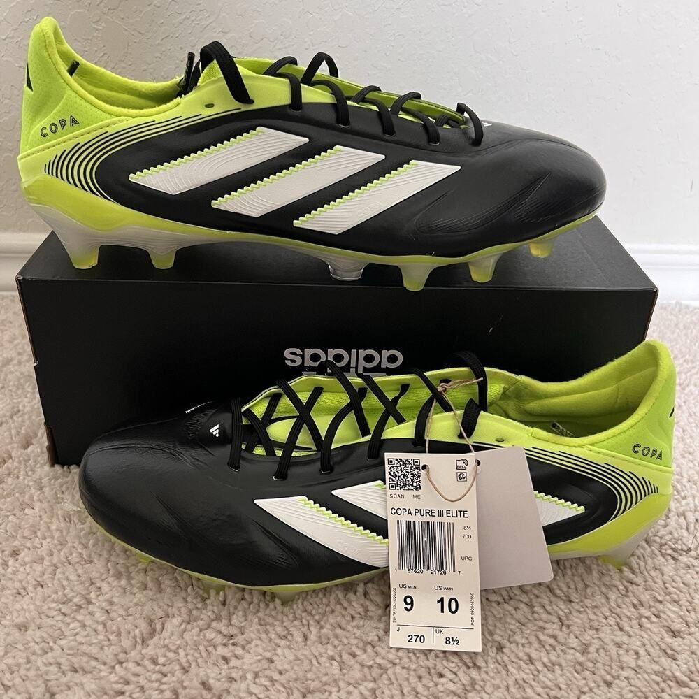 Adidas Copa Pure 3 Elite FG Black White Green Soccer Cleat JH6304 Men Size 9